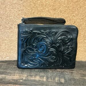 Patricia Nash Black Embossed Leather Clutch